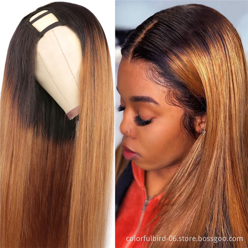 Brazilian hair Honey Blonde Ombre Human Hair U part Wigs for Black Women 150% Density Brazilian Remy Hair Upart Wigs